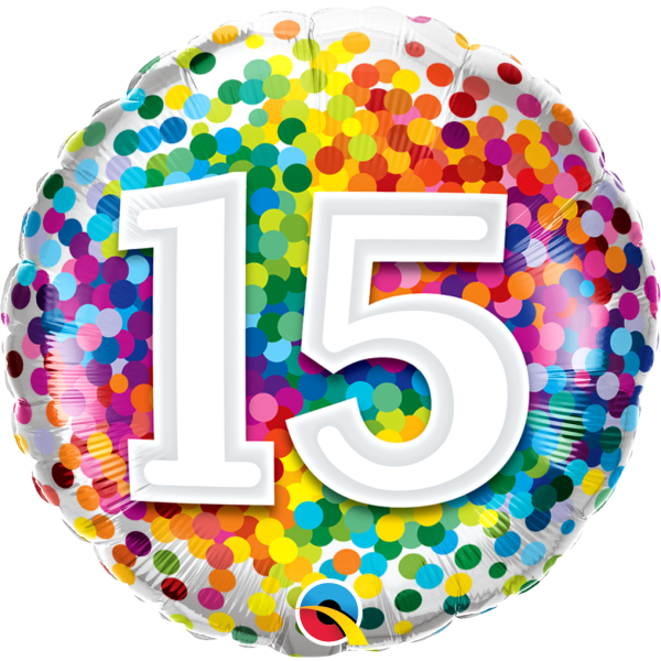 Ballon Rainbow Confetti Zahlen 15