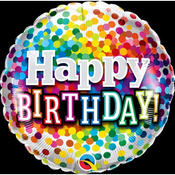 Folienballon - Motiv Birthday Rainbow Confetti - S - 45...