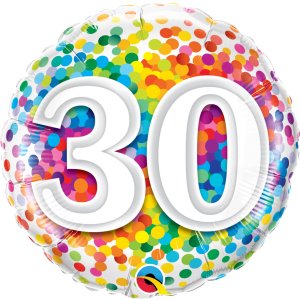Ballon Rainbow Confetti Zahlen 30