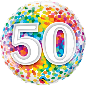 Folienballon - Motiv Zahl 50 Rainbow Confetti - S - 45 cm...