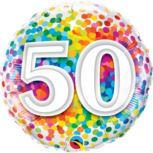 Ballon Rainbow Confetti Zahlen 50