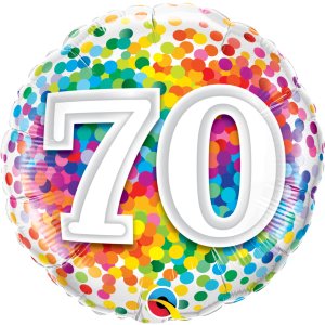Folienballon - Motiv Zahl  70 Rainbow Confetti - S -...