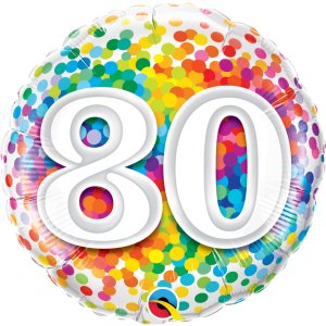 Ballon Rainbow Confetti Zahlen 80