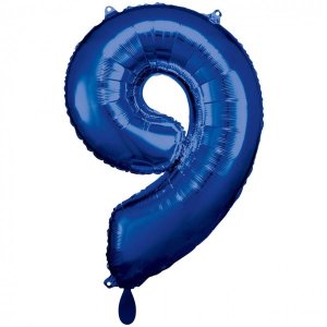 Ballon Zahl 9 Blau - XXL/Folie - 86cm/0,07m³