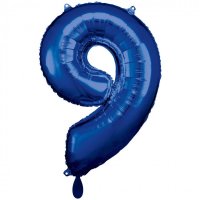 Folienballon - Zahl 9 Blau - XXL - 86cm/0,07m³