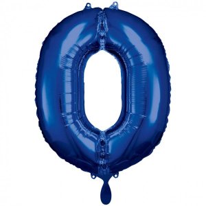 Ballon Zahl 0 Blau - XXL/Folie - 86cm/0,07m³