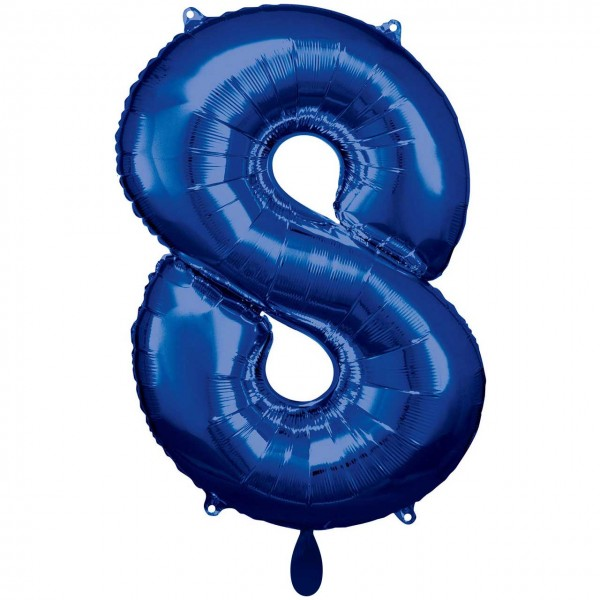 Folienballon - Zahl 8 Blau - XXL - 86 cm / 0,07 m³