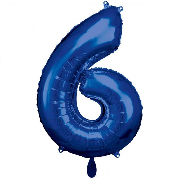 Folienballon Zahl 6 Blau - XXL - 86cm/0,07m³
