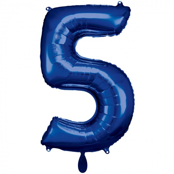 Folienballon - Zahl 5 Blau - XXL - 86 cm / 0,07 m³
