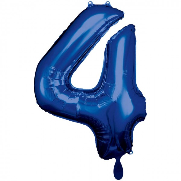 Folienballon - Zahl 4 Blau - XXL - 86 cm / 0,07 m³