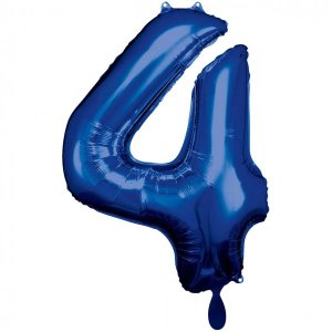 Ballon Zahl 4 Blau - XXL/Folie - 86cm/0,07m³