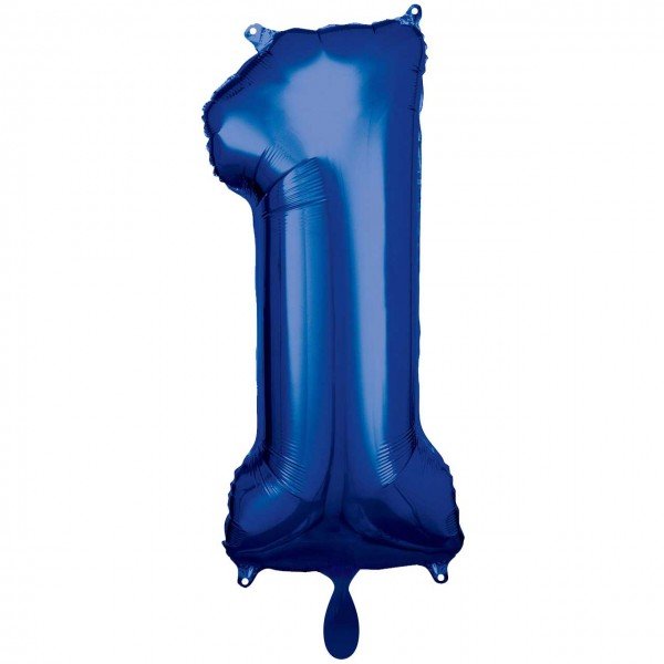 Ballon Zahl 1 Blau - XXL/Folie - 86cm/0,07m³