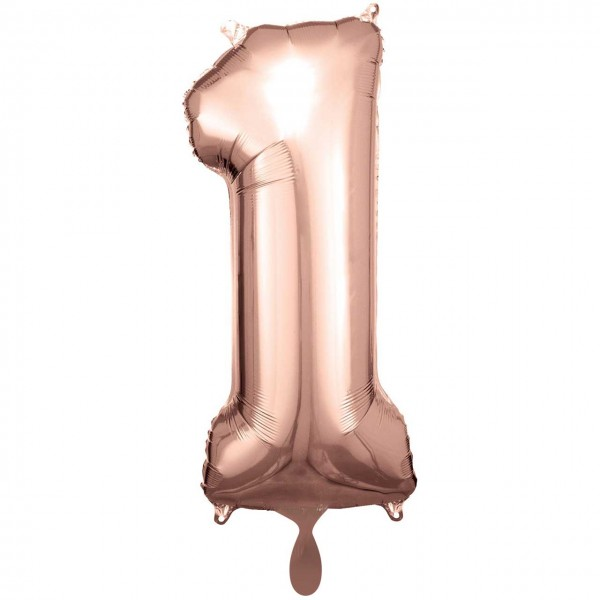 Folienballon - Zahl 1 Rosegold - XXL - 86 cm / 0,07 m³