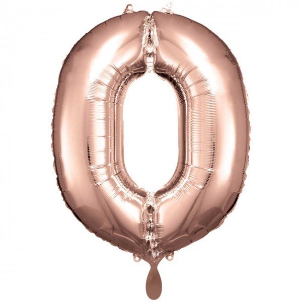 Folienballon Zahl 0 Rosegold - XXL - 86cm/0,07m³