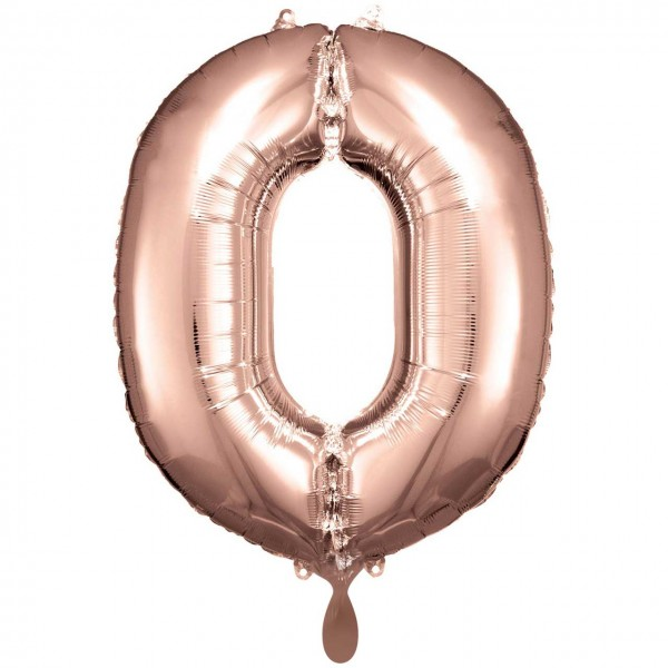 Folienballon - Zahl 0 Rosegold - XXL - 86 cm / 0,07 m³