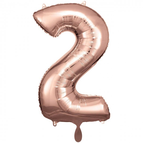 Folienballon - Zahl 2 Rosegold - XXL - 86 cm / 0,07 m³