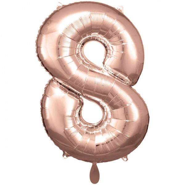 Folienballon - Zahl 8 Rosegold - XXL - 86 cm / 0,07 m³