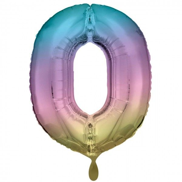 Folienballon - Zahl 0 Regenbogen - XXL - 86 cm / 0,07...