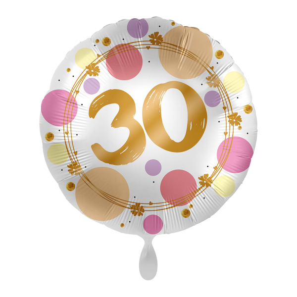 Folienballon - Motiv Zahl 30 Shiny Dots - S -...