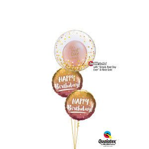 Folienballon - Motiv Birthday Gold &amp; Rose Gold Ombre - S - 45cm/0,02m&sup3;