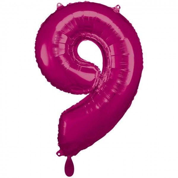 Folienballon Zahl 9 Pink - XXL - 86cm/0,07m³