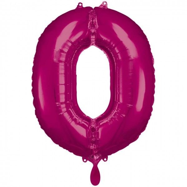 Folienballon Zahl 0 Pink - XXL - 86cm/0,07m³