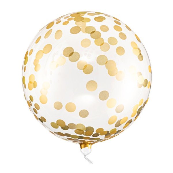 Ballon Crystal Clear Golden Dots - S/Strechtfolie -...