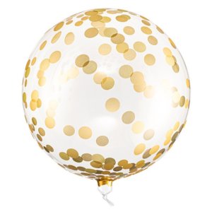 Ballon Crystal Clear Golden Dots - S/Stretchfolie -...