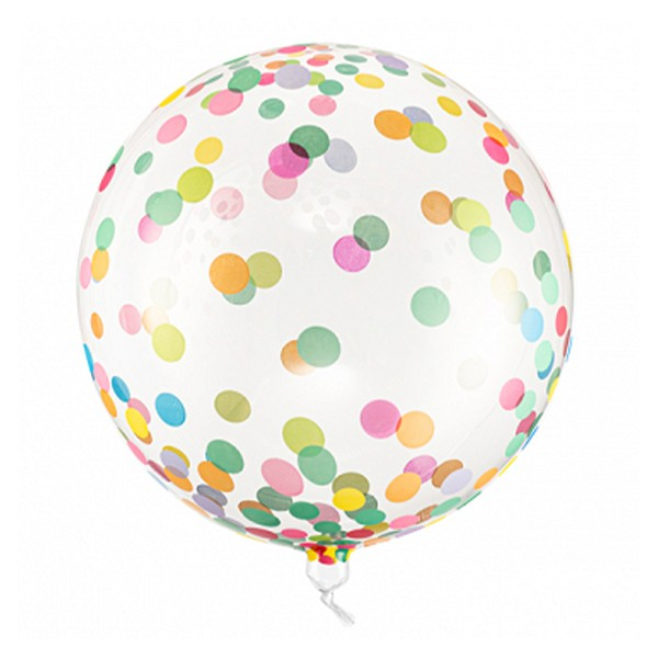 Single Crystal Clear Ballon - Motiv Color Dots - S / Stretchfolie - 40 cm / 0,03m³