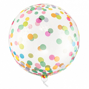 Single Crystal Clear Ballon - Motiv Color Dots - S / Stretchfolie - 40 cm / 0,03m&sup3;