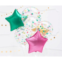Single Crystal Clear Ballon - Motiv Color Dots - S / Stretchfolie - 40 cm / 0,03m³