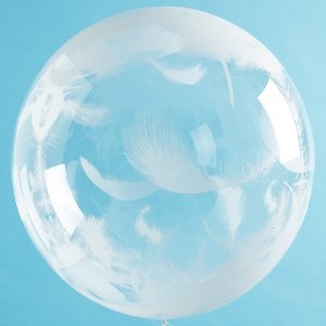 Ballon Crystal Clear Weiße Federn - S/Stretchfolie...