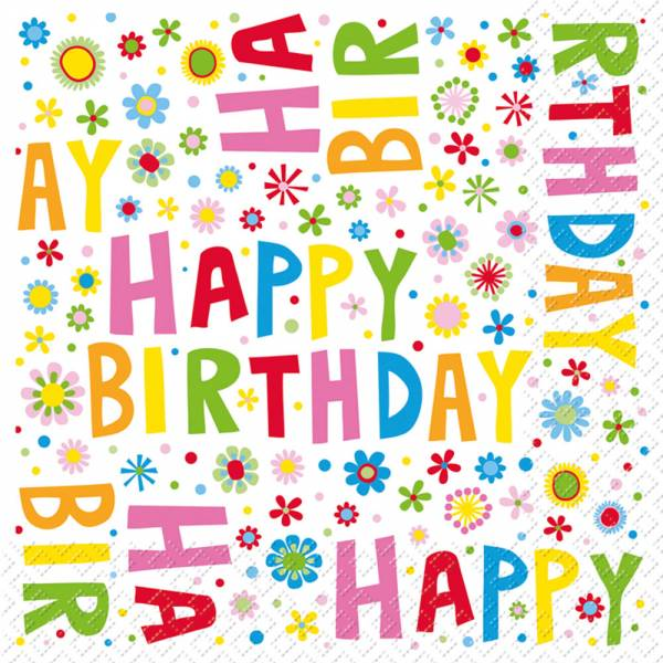Servietten - Happy Birthday bunt - 3lagig - 25cmx25cm (20)