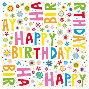 Servietten - Happy Birthday bunt - 3lagig - 25cmx25cm (20)