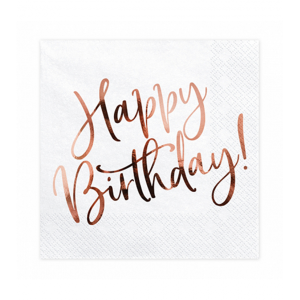 Servietten Trend Happy Birthday Rosegold 33x33cm