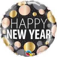 Folienballon - Motiv Happy New Year Metallic Dots - S - 45 cm / 0,02 m³