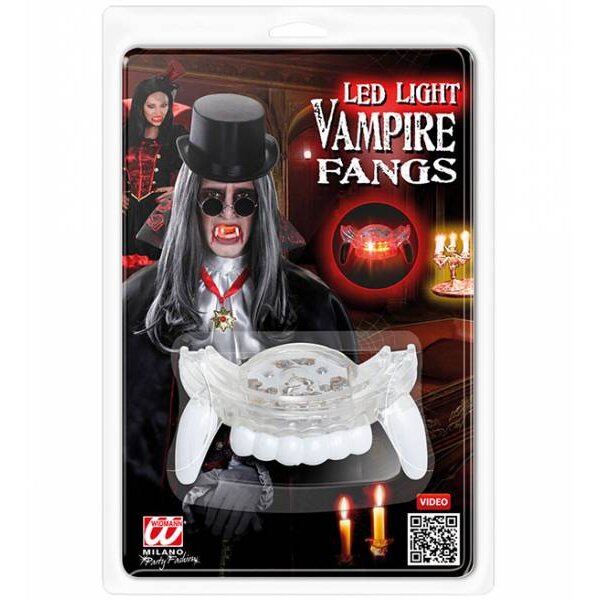 Vampirgebiss - wei&szlig; miit roter LED