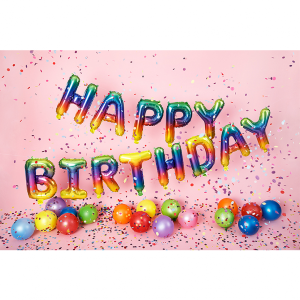 Ballon Buchstaben-Set Happy Birthday Rainbow