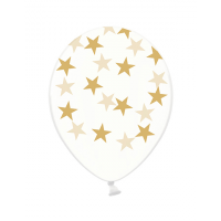 Latexballon - Motiv Clear Sterne Gold (6)
