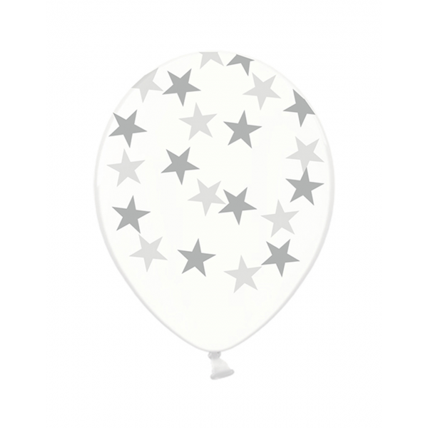 Latexballon - Motiv Clear Sterne Silber (6)