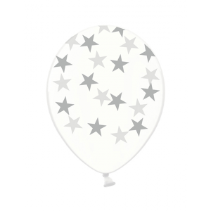 Motivballon-Set Clear Sterne Silber (6)