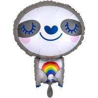 Folienballon - Figur Faultier mit Regenbogen - XL - 48 cm / 0,03 m³