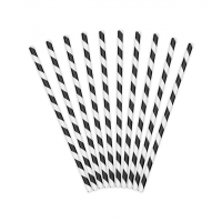 Papierstrohhalme Schwarz-Weiss (10)
