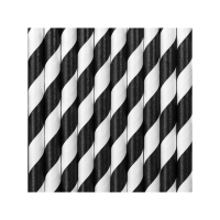 Papierstrohhalme Schwarz-Weiss (10)