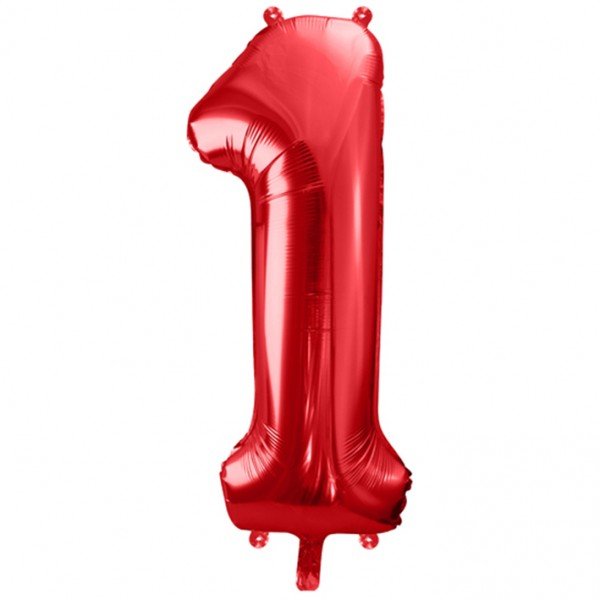 Folienballon - Zahl 1 Rot - XXL - 86cm/0,07m³