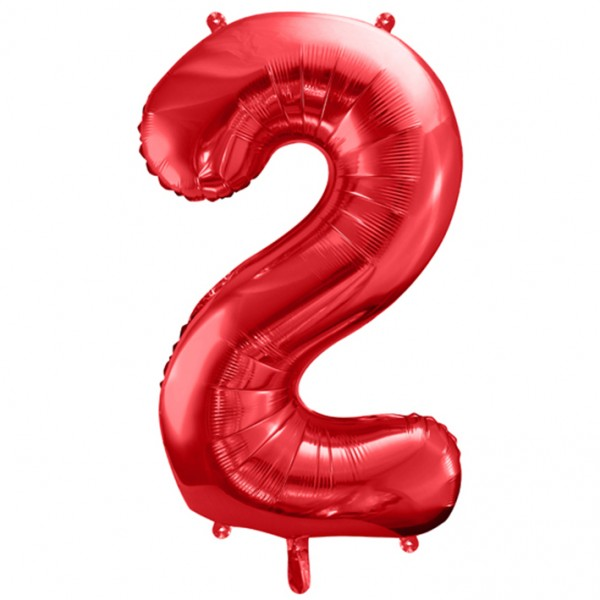 Folienballon - Zahl 2 Rot - XXL - 86 cm / 0,07 m³
