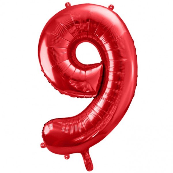 Folienballon Zahl 9 Rot - XXL - 86cm/0,07m³
