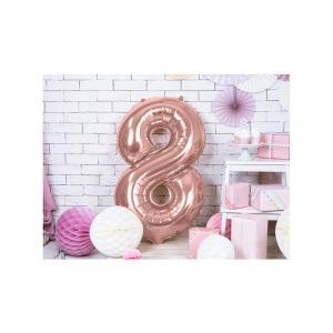 Folienballon - Zahl 8 Rosegold - XXL - 86 cm / 0,07 m&sup3;