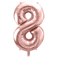 Folienballon - Zahl 8 Rosegold - XXL - 86 cm / 0,07 m³