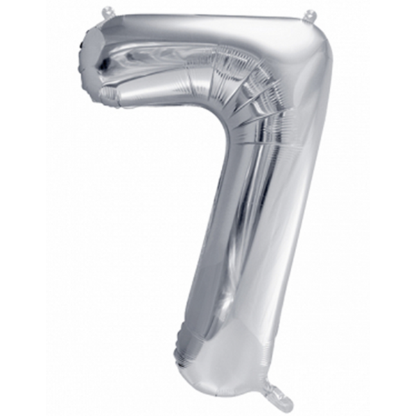 Folienballon - Zahl 7 Silber II - XXL - 86 cm / 0,07 m³